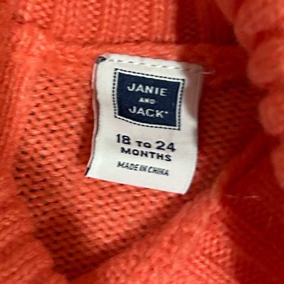 Janie and Jack Coral and Cream Sweater Girls 18-24 months - Picture 4 of 4